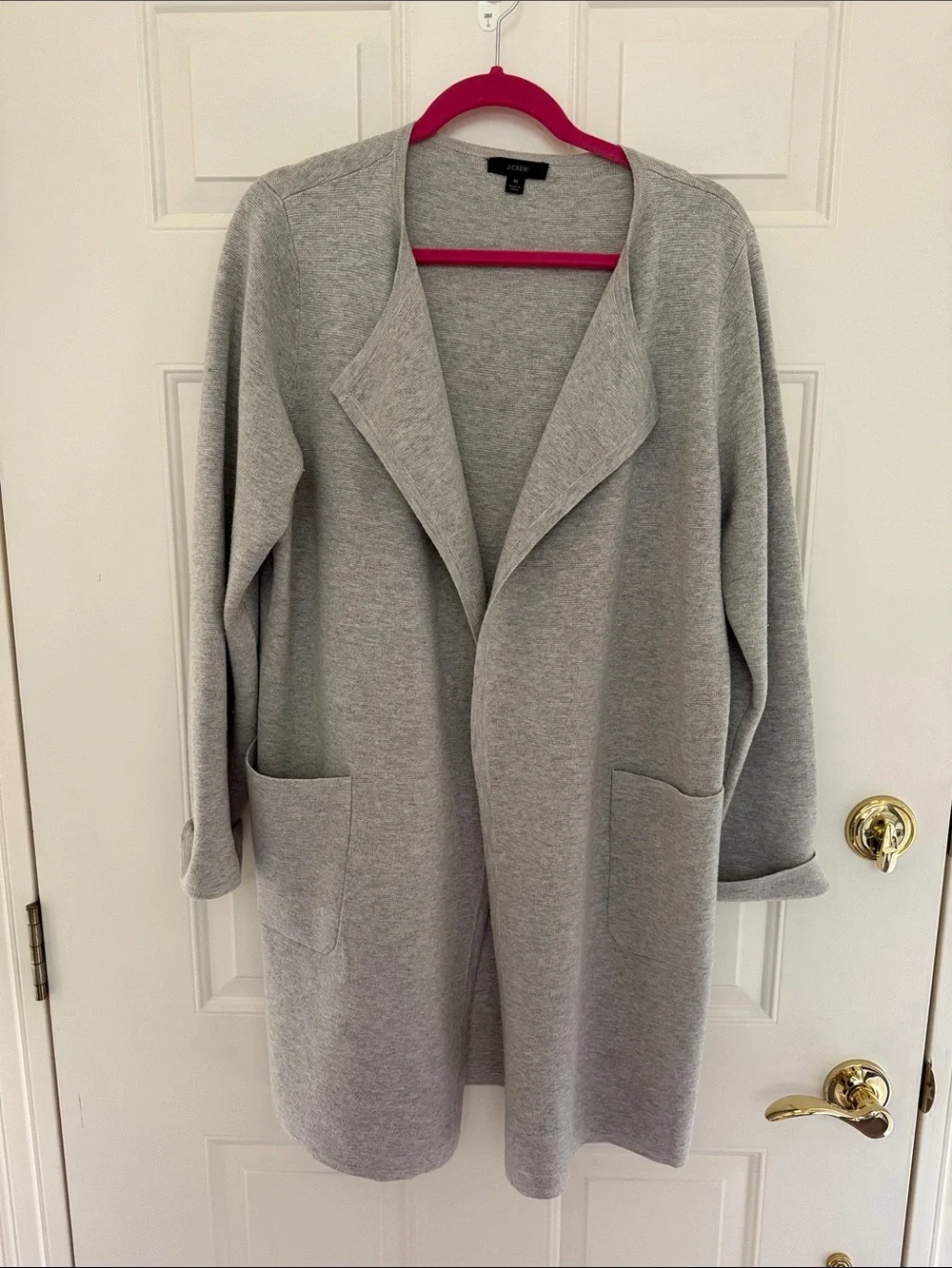 J. Crew Light Gray Open-Front Long Cardigan